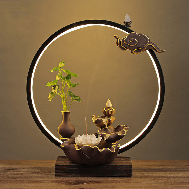 Factory Direct Sales Creative Ceramic Lamp Ring Bergamot Lotus Heart Guanyin Back Flow Incense Porch Furniture Decoration Cross-Border New Products E USB 0 null