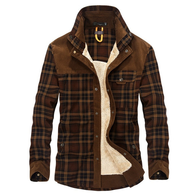 Winter Jacket Men Thicken Warm Fleece Jackets Coats Pure Cotton Plaid Jacket Military Clothes Coffee 0 Zimivas