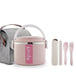 Stainless Steel Lunch Box Pink 1 layers + bag Dinning plate Zimivas