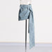 Design sense, temperament, spicy girl skirt, fashionable bow, denim A-line skirt for women blue eprolo