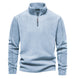 Fashion Personality Stand-collar Zippered Sweatshirt With Fleece Winter Casual Pullover Top Men's Clothing Light Blue men clothing Zimivas