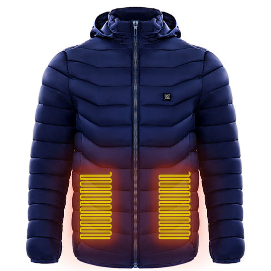 Men Heated Puffer Jacket Electric Heating Coat Insulated Hood Windbreaker 9Heat Zones Blue Men Clothing Zimivas