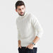 men Fashion Winter Vintage Sweaters Striped Turtleneck Long Sleeve Loose Knitwear pullover White Men Clothing Zimivas