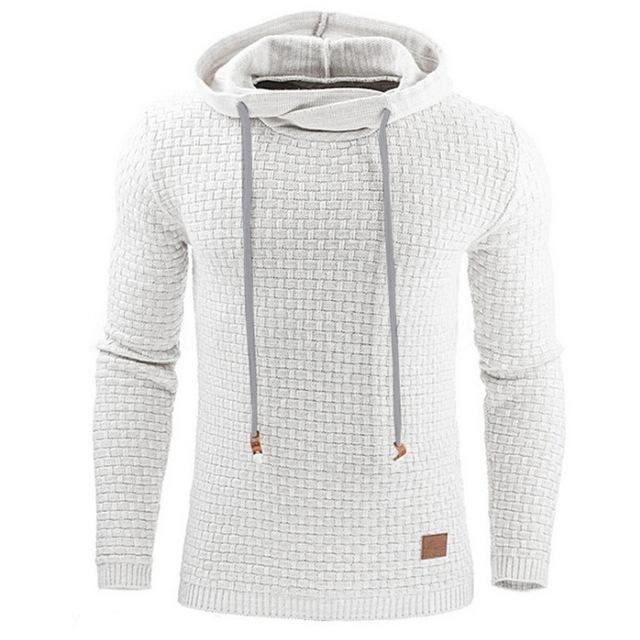 Men's Jacquard Sweater Long-sleeved Hoodie Warm Color Hooded Sweatshirt Jacket White Men Clothing Zimivas