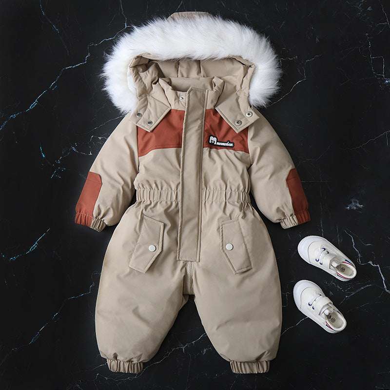 Fashion Winter New Children's Jumpsuit Two Way Zipper Khaki kids & baby Zimivas