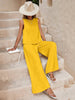 Solid Color Casual Loose Pants Sets For Women Elegant Spring Summer Women's Two Pieces Suit Full Trouser Set Female Outfit Clothes Yellow 0 null