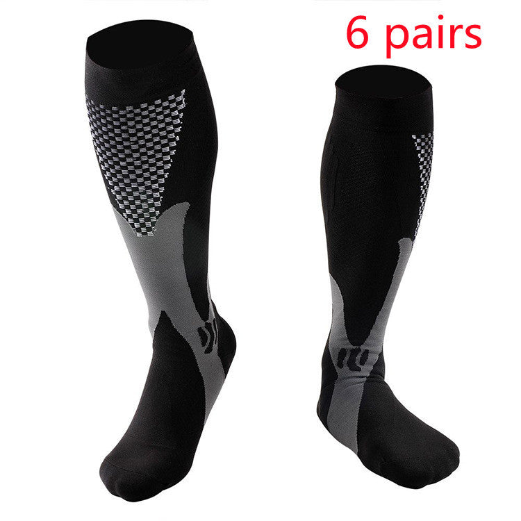 New Stretch Sports Pressure Men's And Women's Riding Soccer Socks Black 6pairs 0 null