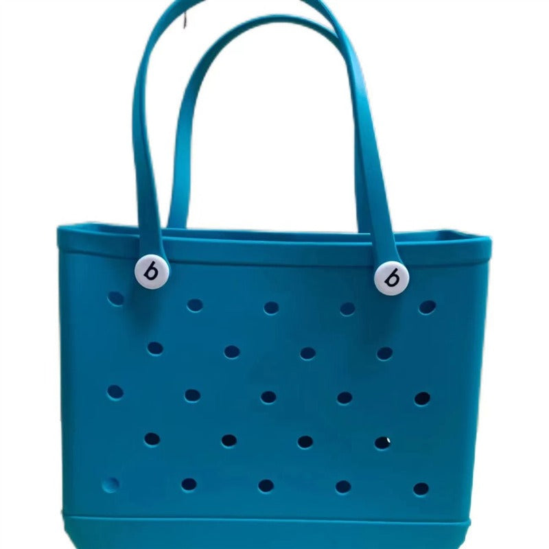 Dongdong Beach Storage Bag Handbag Printed EVA Outdoor Basket Pet Bag Lake Blue Medium size (38 * 32 * 13) eprolo