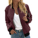 Women's Fashion Zipper Baseball Uniform Wine Red Women Clothing Zimivas