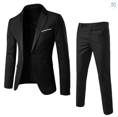 Two-piece Suit Business Professional Formal Wear Korean Slim Fit Black Men Clothing Zimivas