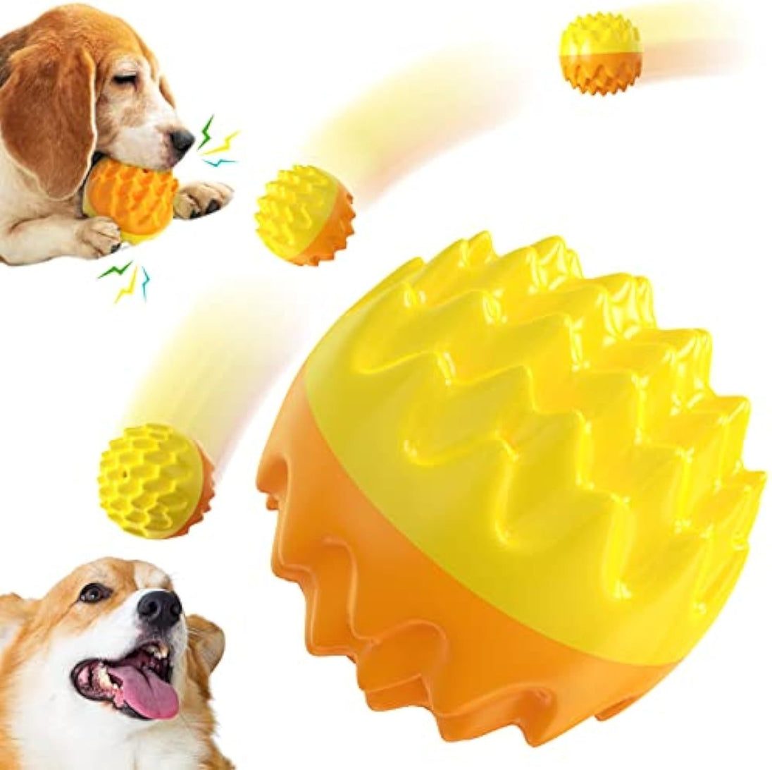 Squeaky Dog Ball Toy For Aggressive Chewers Dental Dog Toy For Healthy Teeth Gums Spiky Ball Durable Floatable Rubber Pet Toys Mental Enrichment - All Breed Sizes 4 null