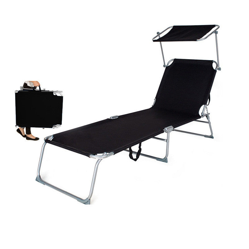 Outdoor Awning Camping Lounge Chair Tri-fold Bed Black 0 null