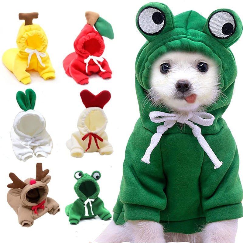 Cute Fruit Dog Clothes For Small Dogs Hoodies Winter Warm Fleece Pet Clothing Puppy Cat Costume Coat For French Chihuahua Outfit Pets supplies Zimivas