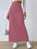 Spring/Summer New High Waist Side Split Slim Fit Knitted Skirt for Women Rose red eprolo