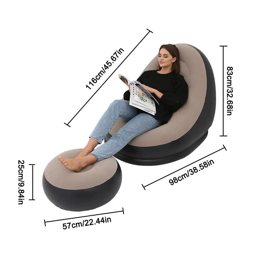 Inflatable Air Mattress Lazy Sofa Deck Chair Comfortable Leg Stool Rest Single Beanbag for home and Outdoor Use eprolo