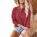 V-neck solid color long sleeved top T-shirt for women eprolo