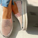 Wearing thick soled lazy casual rhinestones, Korean version versatile student shoe trend pink eprolo