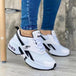 Fashionable low cut dad shoes with round toe, middle heel, lace up mesh, casual sports shoes for women white eprolo