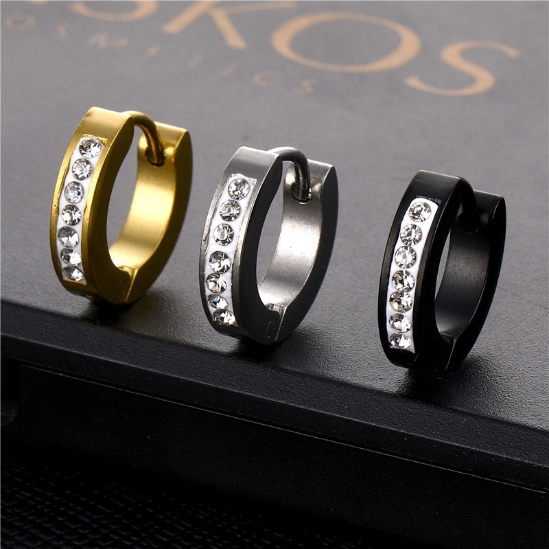 Stainless steel ear buckle jewelry, titanium steel inlaid diamond ear bone buckle earrings eprolo