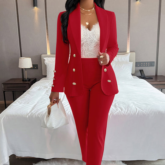 European And American Women's Clothing Small Suit Suit Dignified Sense Of Design Red 0 null