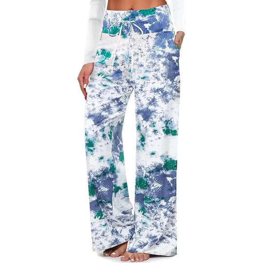 Women's Pajama Printed Wide-leg Pants High Waist Women Clothing Zimivas