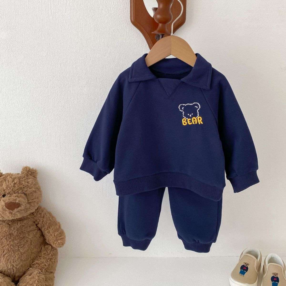 Baby Bear Lapel Sweater Two-piece Set kids & baby Zimivas