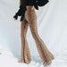 Women's High Waist Casual Pants Fashion Slim Leopard Print Bell-bottom Pants 0 Zimivas