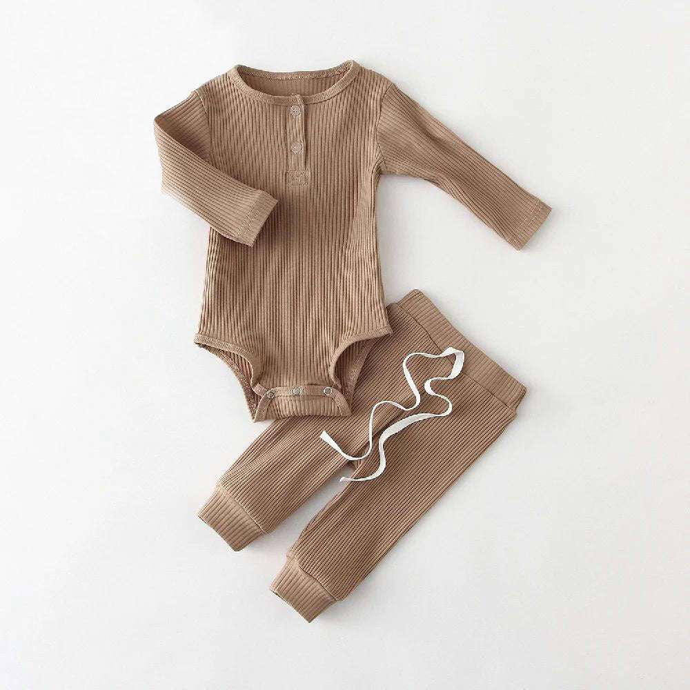 Spring Baby Corduroy Two-piece Set Khaki 0 Zimivas