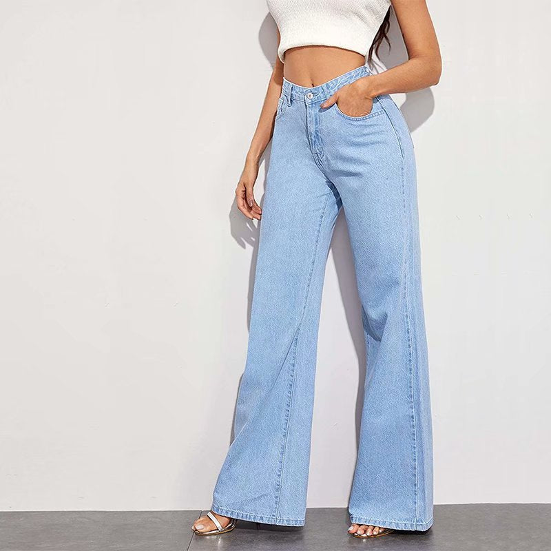 High Waist Wide Leg Jeans Slim Mop Straight Retro Hanging 0 Zimivas