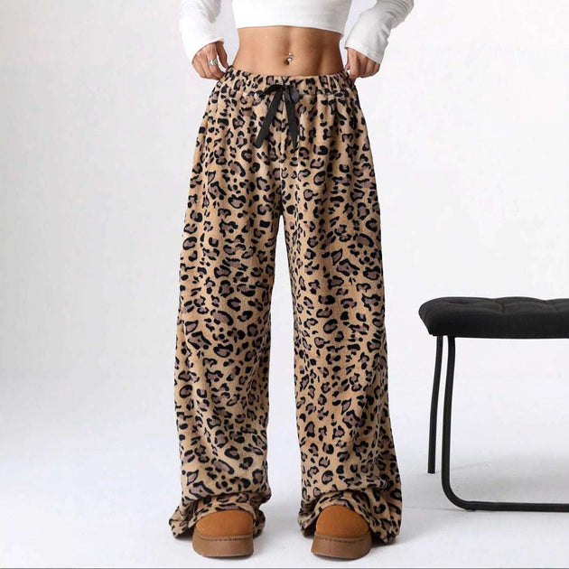 New Casual Pants Leopard Print Wide Leg Pants Women Clothing Zimivas