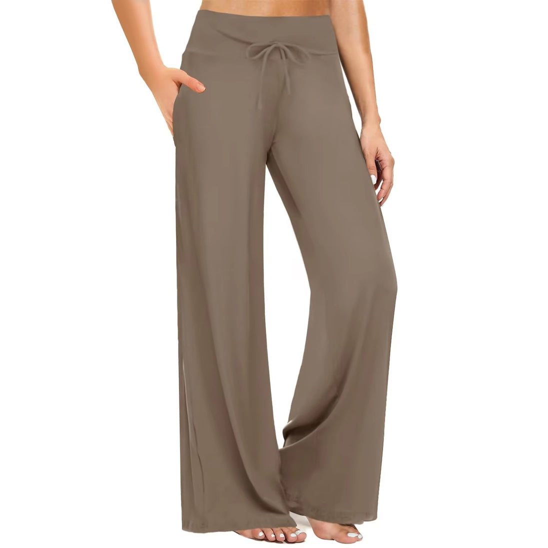 Women's Pajama Printed Wide-leg Pants High Waist Mocha Women Clothing Zimivas