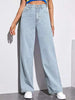 High Waist Wide Leg Jeans Slim Mop Straight Retro Hanging Light Blue Straight 0 Zimivas