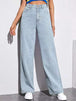 High Waist Wide Leg Jeans Slim Mop Straight Retro Hanging Light Blue Straight 0 Zimivas