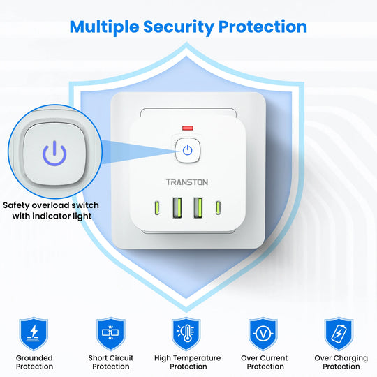 Mini portable cube power socket with surge protector, 4 sockets 2 USB 2 Type-C, suitable for home, travel office, office, white Zimivas