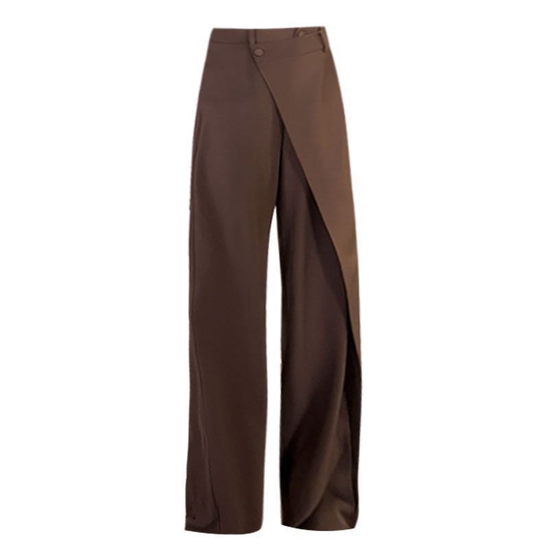 Irregular Wide-leg Pants Ins Fashion Loose Trousers Women's Clothing Brown Women Clothing Zimivas