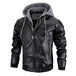 Hooded Jacket With Zipper Pockets Fashion Warm Pu Leather Coat Mens Clothing 0 null