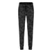 Simple Straight Sports And Leisure Elastic Ankle-tied Cropped Pants Black Camouflage 0 Zimivas