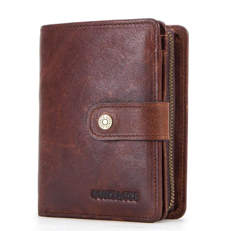 Multifunctional Men's Wallet Pure Cowhide Leather Brown Wallet Zimivas