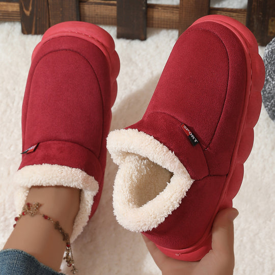 Winter Plush Cotton Shoes for Women and Men Warm Suede House Shoes For Parents Solid Color Thick-soled shoes Zimivas