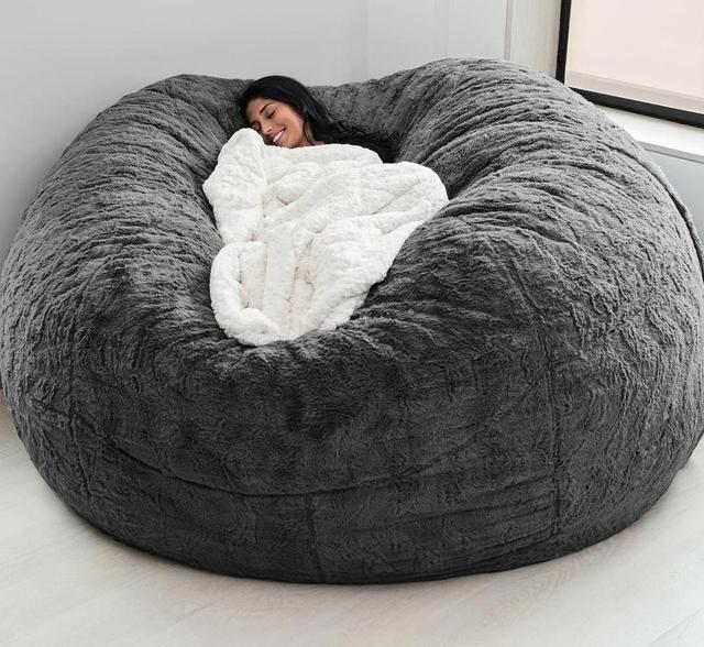 Lazy Sofa Bean Bag Chair Foam Furniture Bean Bag Dark Grey Furniture Zimivas