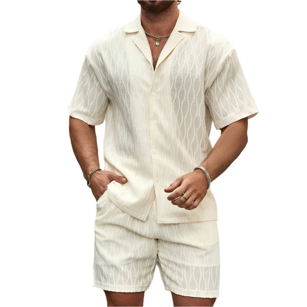 Mens Clothing Men's Loose Short Sleeve Shirt Shorts Casual Suit Men Clothing Zimivas