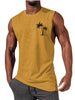 Coconut Tree Embroidery Vest Summer Beach Tank Tops Workout Muscle Men Sports Fitness T-shirt Yellow Men Clothing Zimivas