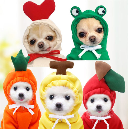 Cute Fruit Dog Clothes For Small Dogs Hoodies Winter Warm Fleece Pet Clothing Puppy Cat Costume Coat For French Chihuahua Outfit Pets supplies Zimivas