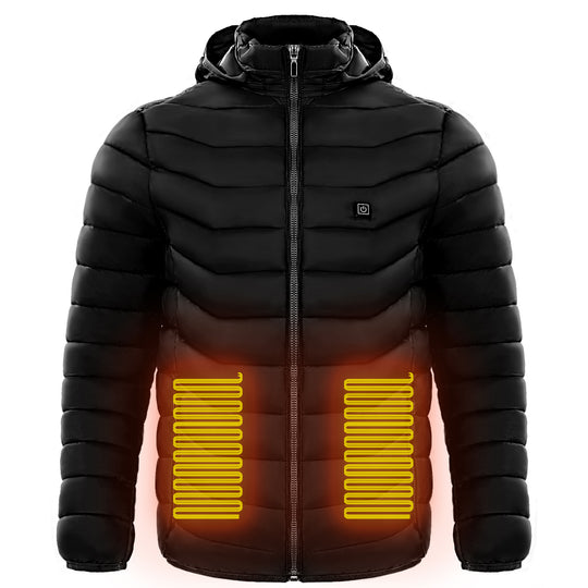 Men Heated Puffer Jacket Electric Heating Coat Insulated Hood Windbreaker 9Heat Zones Black Men Clothing Zimivas