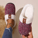 Winter Plush Slippers Fashion Thick Bottom Warm House Shoes For Women Men Indoor Floor Slipper Burgundy 4 Zimivas