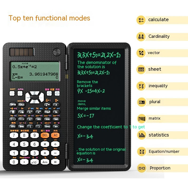 2 In 1 Foldable Scientific Calculators Handwriting Tablet Learning Function Calculator Foldable Desk Scientific Calculators Computer & office Zimivas