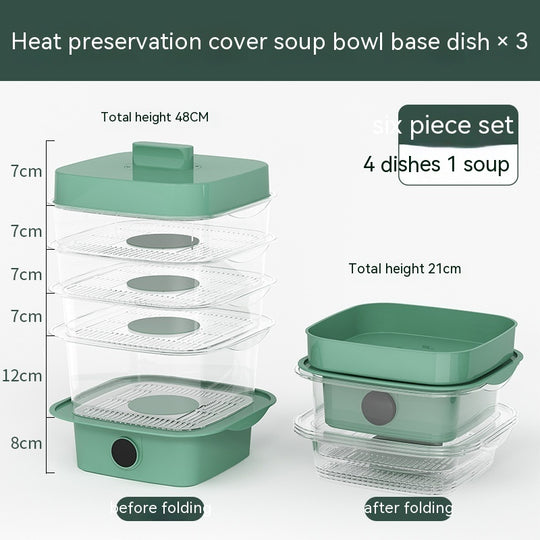 Multi-layer Dish Cover Heat Preservation Kitchen Cover Dining Table Leftover Storage Box Transparent Stack Cooking Hood Steamer E Green Kitchen Storage Zimivas