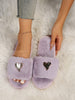 Fluffy Slipper Fall Winter Warm Home Fur Furry Slippers Women Plush Shoes Indoor House Fuzzy Flip Flops Female Padded Fleece Light Purple shoes Zimivas