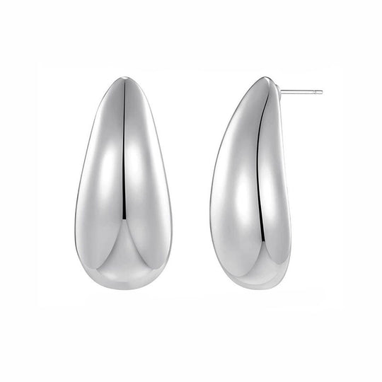 Metal Water Drop Earrings With A Sense Of Niche Luxury Silver Oval Jewelry Zimivas