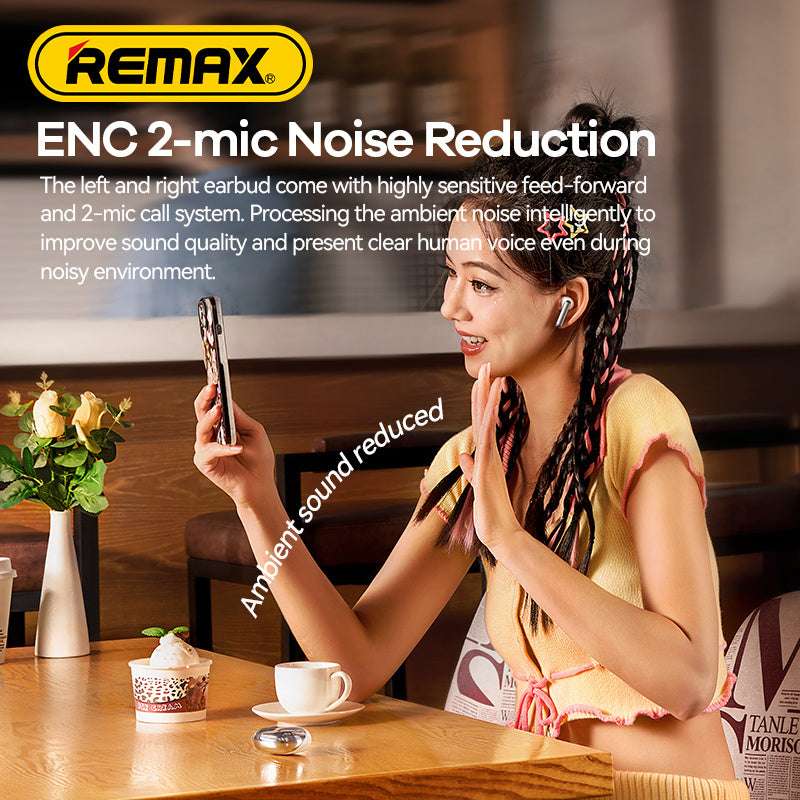 REMAX CozyBuds W13 ENC Wireless Earbuds Noise Canceling Bluetooth Earphone Dual-Mic For Call And Music phone & Accessories Zimivas